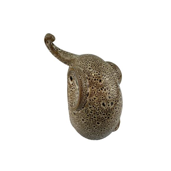 Elephant Statue Ceramic Decor Bookshelf Mantle Browns & White Spotted - Picture 3 of 7